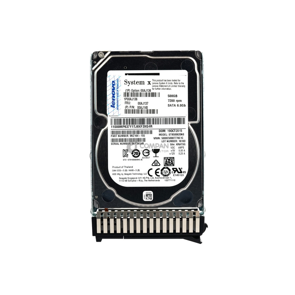 00AJ137 IBM HDD 500GB 7.2K SATA 6G 2.5" SFF